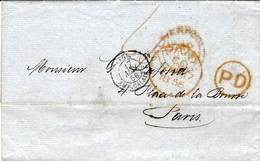 1856 - Letter From LIVERPOOL To Paris  ( France )  Entrée  " ANGL. AMB. CALAIS  K " - Briefe U. Dokumente