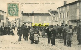 79 Beauvoir Sur Niort, Un Jour De Foire, Très Beau Plan, Gendarme...., Affranchie 1907, Beau Cliché Pas Courant - Beauvoir Sur Niort