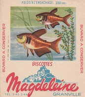 Rare Buvard Biscottes Magdeleine Granville Poisson Flamme - Biscottes