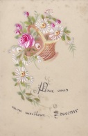 Delcampe - ¤¤   -   Petite Carte Fantaisie En Celluloïd  -  Mon Meilleur Souvenir  -  Panier De Fleurs   -   ¤¤ - Dreh- Und Zugkarten