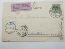 1901 , STUTTGART   , Klarer  Stempel Auf Karte Mmit Suchzettel Aus Hannover - Briefe U. Dokumente