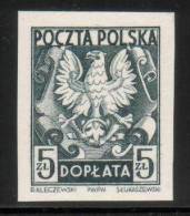 POLAND 1951 POSTAGE DUE IMPERF BLACK PROOF NHM (NO GUM) - Portomarken