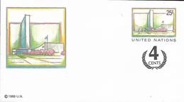 Onu, United Nations, Nations Unies,new York, Entier Postal 1991, Env Neuve, 25c + 4 Cents , UN Headquarter, 165x92 - Lettres & Documents