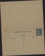 Entier CP Avec Réponse Payée Attenante Neuve Et Sans Date Type 2D Semeuse Bleue Camée Carton Vert Storch N3 - Standaardpostkaarten En TSC (Voor 1995)