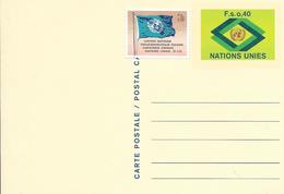 Onu, United Nations, Nations Unies,genève, Entier Postal 1984, Carte Neuve, 0.40 Fs + 0.10,logo Vert, Drapeau, Flag - Brieven En Documenten