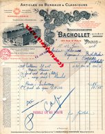 75- PARIS- FACTURE ETS. BACHOLLET-ARTICLES BUREAUX MAROQUINERIE-GIBECIERE ECOLIER- 140 RUE SAINT MAUR-1924 - Artigianato