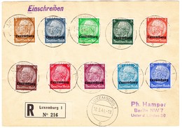 1941 Zwei R-Briefe Nach Luxemburg Nach Berlin Mit Deutscher Überdrucksausgaben Serie; 3-100 Pfennig 16 Marken - Occupazione