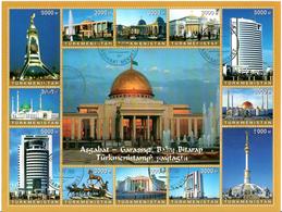 Turkmenistan. 2006 Ashkhabad Architecture. M/S Of 12v: 8x3000,4x5000 Michel # 197-08 Bg. - Turkménistan