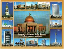 Turkmenistan. 2006 Ashkhabad Architecture. M/S Of 12v: 8x3000,4x5000 Michel # 197-08 Bg. - Turkmenistán