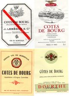 4 étiquettes   Côtes De Bourg   J Lebègue & Cie , Calvet  , Dourthe Freres - Collections, Lots & Séries