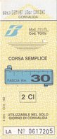 FERROVIE DELLO STATO /  Biglietto Corsa Semplice _ Fascia Km 30 - Mondo