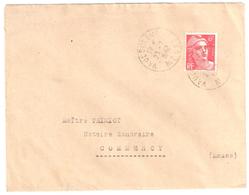 VAUCOULEURS Meuse Lettre 6 F Gandon Rouge Yv 721 Ob T A D  Lautier A6 23 7 1948 - Cartas & Documentos