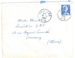 FEILLENS Ain Lettre 20 F Muller Bleu Yv 1011B Ob T A D  Lautier A7 14 3 1958 - Covers & Documents