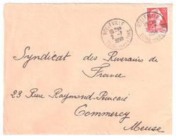 ROLLEVILLE  Seine Maritine Lettre 25 F Muller Rouge Yv 1011C Ob T A D  Lautier A7 2 7 1959 - Storia Postale