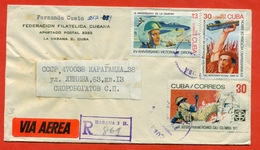 Cuba 1976.Registered Envelope Passed The Mail. Airmail. - Brieven En Documenten