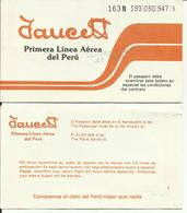 FAUCETT - Billet/Ticket Passager - 1988 - AREQUIPA / CUZCO - Tickets