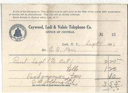 USA CAYWOOD LODI & VALOIS TELEPHONE CO INVOICE 1936 - United States