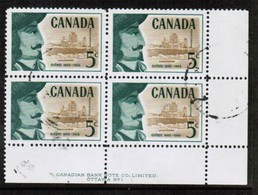 CANADA  Scott # 379 VF USED LOWER RIGHT PLATE #1 BLOCK Of 4  LG-943 - Blocs-feuillets