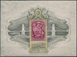 ** 1949 Lánchíd III. Blokk Alsó Vízjellel (104.000) (betapadás A Bélyegen / Gum Disturbance On Stamp) - Autres & Non Classés