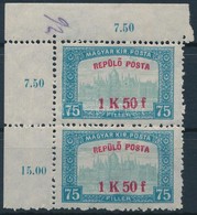 ** 1918 Repülő Posta 1K50f ívsarki Pár (15.000) - Altri & Non Classificati