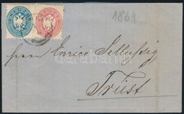 1864 5kr + 10kr Levélen 'SISSEK Bahnhof' - 'TRIEST' - Sonstige & Ohne Zuordnung