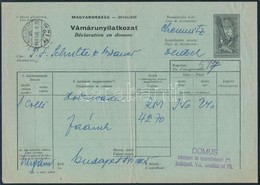 1941 2f Díjjegyes Vámárunyilatkozat MBA 12 R! - Altri & Non Classificati