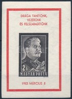 ** 1953 Sztálin Gyászblokk Vágott, Gépi Nyomású (50.000) - Sonstige & Ohne Zuordnung