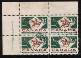 CANADA  Scott # 413 VF USED UPPER LEFT PLATE #1 BLOCK Of 4  LG-946 - Blocs-feuillets