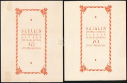 1949 Sztálin Vágott Sor 2 Db Emléklapon - Sonstige & Ohne Zuordnung