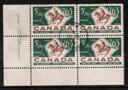 CANADA  Scott # 413 VF USED LOWER LEFT PLATE #1 BLOCK Of 4  LG-948 - Blocs-feuillets