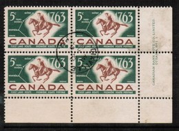 CANADA  Scott # 413 VF USED LOWER RIGHT PLATE #1 BLOCK Of 4  LG-949 - Blocs-feuillets