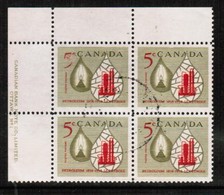 CANADA  Scott # 381 VF USED UPPER LEFT PLATE #1 BLOCK Of 4  LG-950 - Blocs-feuillets