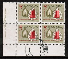 CANADA  Scott # 381 VF USED LOWER LEFT PLATE #1 BLOCK Of 4  LG-952 - Blocs-feuillets