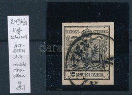 O 1850 2kr MP III. Mélyfekete ,,ALTOFEN' Meghatározás és Sign: Strakosch - Sonstige & Ohne Zuordnung