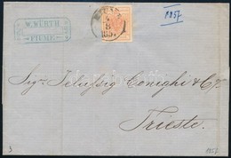 1857 3kr MP III Lemezhibás Bélyeg Levélen ,,FIUME 1857' - Trieste - Otros & Sin Clasificación