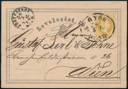 1870 Díjjegyes Levelezőlap ,,GYŐR RAAB' - ,,WIEN' - Other & Unclassified