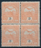 ** 1913 Turul 3f Négyestömb, Benne II. Típusú Bélyeg - Altri & Non Classificati