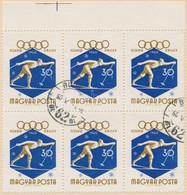 O 1960 Téli Olimpia 30f ívszéli 6-os Tömbben, Benne 'pólyás Ujj' Tévnyomat - Sonstige & Ohne Zuordnung