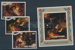 ** 1987 Karácsony, Rembrandt Festmények Sor Mi 1249-1251 + Blokk 184 - Sonstige & Ohne Zuordnung