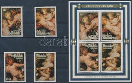 ** 1987 Karácsony: Festmények Sor Mi 623-626 (1,85$ Sérült Gumi) + Blokk 68 - Autres & Non Classés