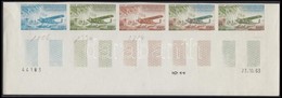 ** Csád 1963 Légi Posta Mi 107 5 Klf Fogazatlan Színpróba ötöscsíkban / Stripe Of 5 Different Imperforate Coulor Proofs - Sonstige & Ohne Zuordnung