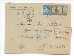 ALGERIE - 1933 - ENVELOPPE RECOMMANDEE De ALGER Avec CACHET D'AGENT N°3 GUICHET RECOMMANDE => MARSEILLE - Lettres & Documents