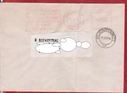 JEWISH HEBREW THE FEDERATION OF JEWISH COMMUNITIES ROMANIA RED MACHINE STAMPS ON COVER, 2 SCAN - Jewish