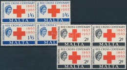 ** 1963 100 éves A Vöröskereszt Sor Négyestömbökben Mi 283-284 - Other & Unclassified
