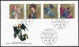 1991 Karácsony Sor Mi 1578-1581 FDC-n - Other & Unclassified