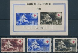 ** 1943 Vöröskereszt Sor Mi 757-759 A + Blokk 20 - Sonstige & Ohne Zuordnung