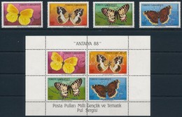 ** 1988 Lepkék Sor + Blokk,
Butterflies Set + Block
Mi 2833-2836 - Other & Unclassified