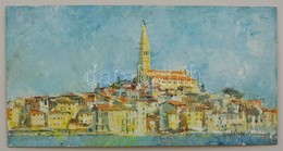 Göcsey József (1957-): Rovinj. Olaj, Farost, Jelzett, 20×40 Cm - Sonstige & Ohne Zuordnung