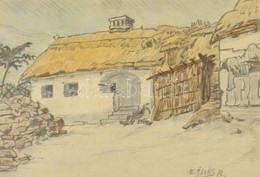 Illés Jelzéssel: Házrészlet. Ceruza, Papír, üvegezett Keretben,  13,5×19 Cm - Sonstige & Ohne Zuordnung