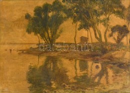 Mendlik Oszkár (1871-1963): Vízparti Táj, Akvarell, Papír, Jelzett, üvegezett Fa Keretben, 36,5×51,5 Cm - Sonstige & Ohne Zuordnung